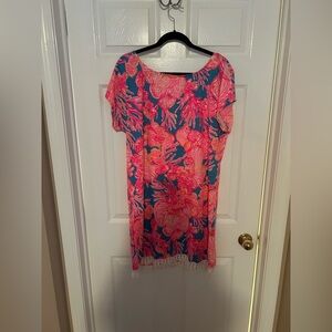 Lilly Pulitzer Blue and Pink Floral Swim Cover-Up